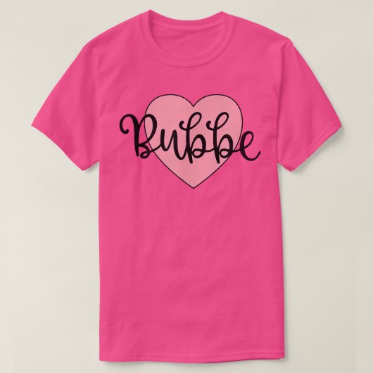 Bubbe Yiddish Grandma Grandmother Simple Pink Hear Tシャツ (デザイン正面)