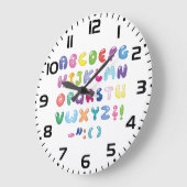Bubble Alphabet Letters Kids Typography ラージ壁時計 (傾斜)