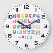 Bubble Alphabet Letters Kids Typography ラージ壁時計 (正面)