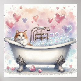 Bubble Bath Cat ポスター