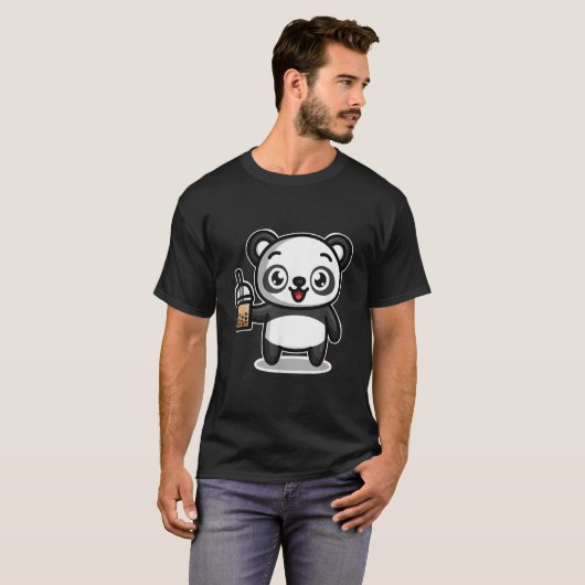 Bubble Boba Tea Kawaii Panda Bear Tシャツ (正面フル)