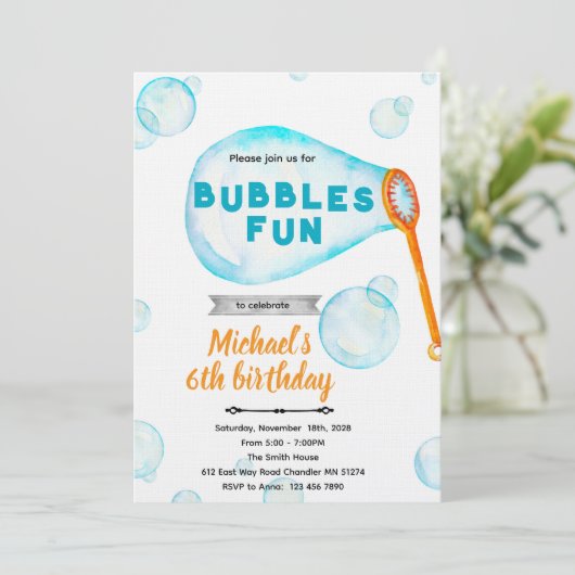 Bubble boy Birthday Invitation 招待状 (スタンド正面)