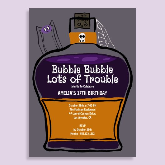 Bubble Bubble Cute Halloween Party Invitation 招待状