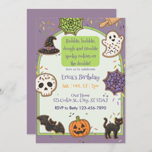 Bubble Bubble Dough Trouble, Cookie Birthday 招待状 (正面/裏面)