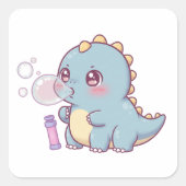 Bubble Dino – Playful & Kawaii! スクエアシール (正面)