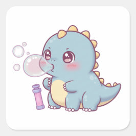 Bubble Dino – Playful & Kawaii! スクエアシール