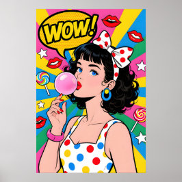 Bubble Gum Girl Pop Art ポスター