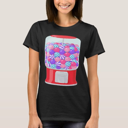 Bubble Gum Machine Gumball Machine Rainbow ON BACK Tシャツ (正面)
