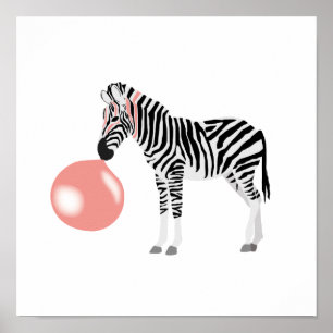 Bubble Gum Zebra Blowing Bubble ポスター