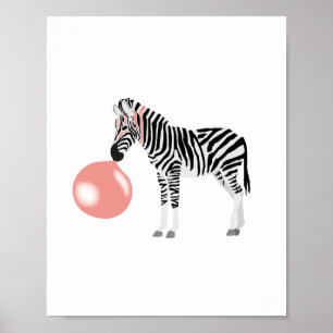 Bubble Gum Zebra Blowing Bubble ポスター