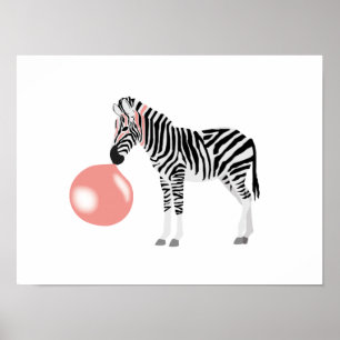 Bubble Gum Zebra Blowing Bubble ポスター