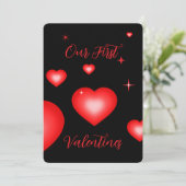 Bubble Heart Coupon Black Valentine Card 招待状 (スタンド正面)