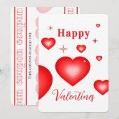 Bubble Heart Coupon Valentine Card 招待状 (正面/裏面)