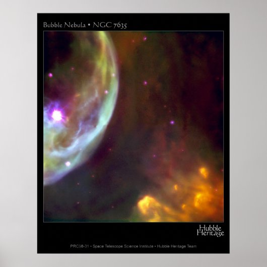 Bubble Nebula - NGC 7635 Hubble Telescope ポスター (正面)