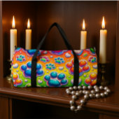 Bubble Paw Print Rainbow Travel ダッフルバッグ