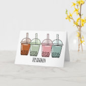 Bubble tea cartoon illustration  カード (黄色い花)