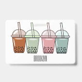 Bubble tea cartoon illustration バッジ (裏面)
