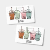 Bubble tea cartoon illustration バッジ (正面＆裏面)
