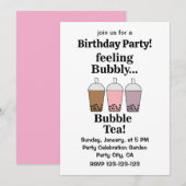 Bubble Tea Drink Funny Birthday Party 招待状 (正面/裏面)