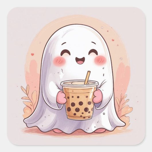 Bubble Tea Ghost スクエアシール (正面)