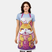 Bubble Tea Kitty エプロン (着用した状態)