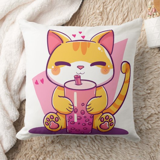 Bubble Tea Kitty クッション (ブランケット)