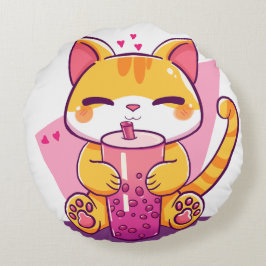 Bubble Tea Kitty ラウンドクッション