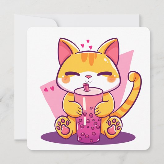 Bubble Tea Kitty 招待状 (正面)