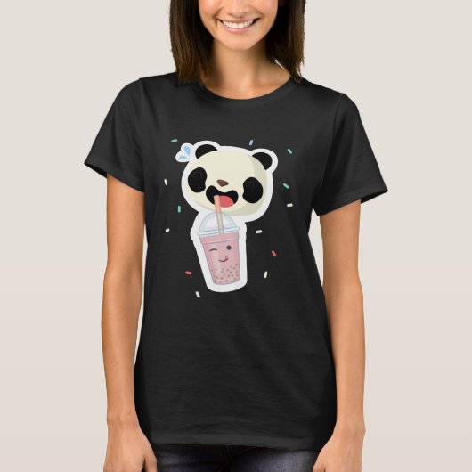 Bubble Tea Panda Boba Tea  Cute Animal Ice Cream T Tシャツ (正面)