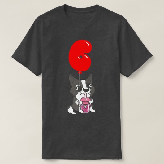 Bubble Tea Puppy - 6th Birthday - Kids Balloon Par Tシャツ (デザイン正面)