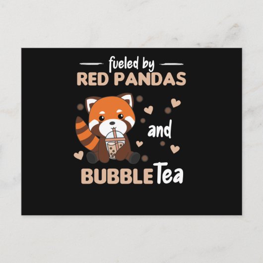 Bubble Tea Red Panda Chocolate Cute Animals Boba ポストカード (正面)