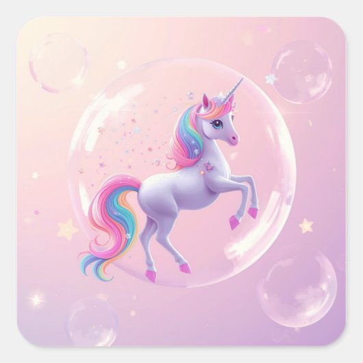 Bubble Unicorn スクエアシール (正面)