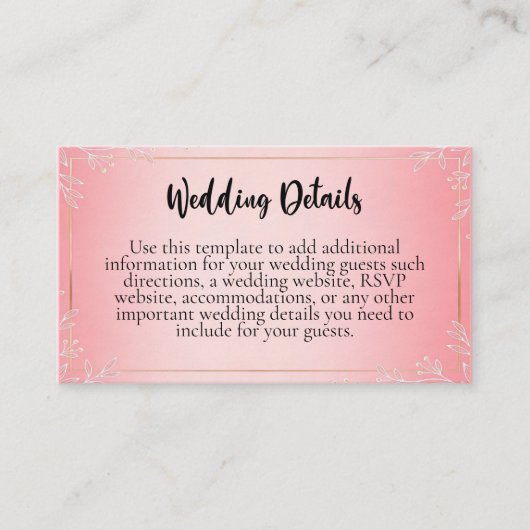 Bubblegum Blush Wedding Enclosure Cards エンクロージャーカード (正面)
