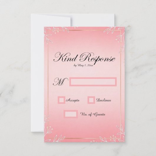 Bubblegum Blush Wedding RSVP Cards (正面)