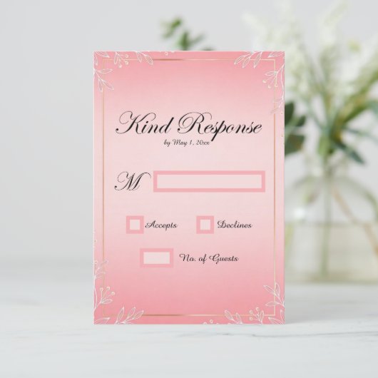 Bubblegum Blush Wedding RSVP Cards (スタンド正面)