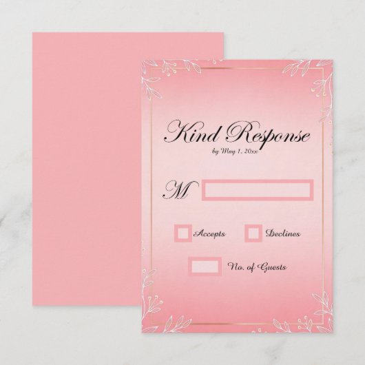 Bubblegum Blush Wedding RSVP Cards (正面/裏面)