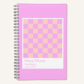 Bubblegum/Peach Modern Checkerboard Notebook ノートブック (正面)