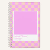 Bubblegum/Peach Modern Checkerboard Notebook ノートブック (正面)