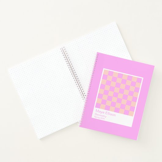 Bubblegum/Peach Modern Checkerboard Notebook ノートブック (内部)