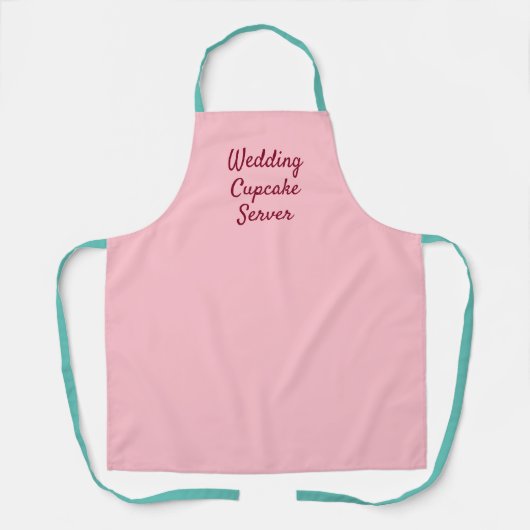 Bubblegum pink、ティール（緑がかった色）、Cupkakis 結婚 server エプロン (正面)