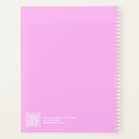 Bubblegum Pink Minimalist プランナー手帳 (裏面)