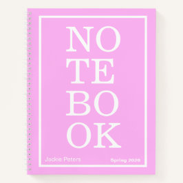 Bubblegum Pink Modern Big "NOTEBOOK" Notebook ノートブック