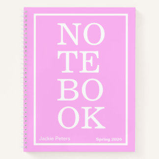 Bubblegum Pink Modern Big "NOTEBOOK" Notebook ノートブック