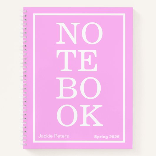 Bubblegum Pink Modern Big "NOTEBOOK" Notebook ノートブック (正面)