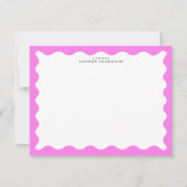 Bubblegum Pink Wavy Frame Note Card 招待状 (正面)