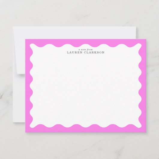 Bubblegum Pink Wavy Frame Note Card 招待状 (正面)