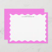 Bubblegum Pink Wavy Frame Note Card 招待状 (正面/裏面)