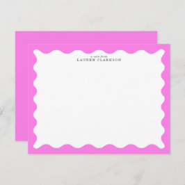 Bubblegum Pink Wavy Frame Note Card 招待状