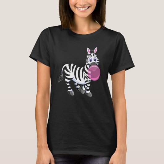 Bubblegum Zebra Cute Zoo Animal Tシャツ (正面)
