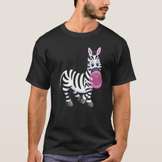 Bubblegum Zebra Cute Zoo Animal Tシャツ (正面)